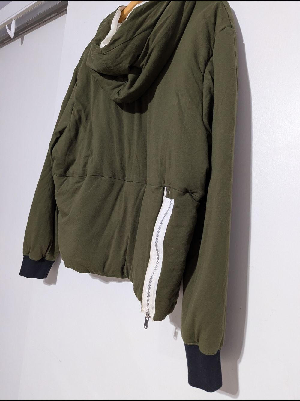 Nike Olive Green Hooded Half-Zip Puffer Jacket with Contrast Trim - Picture 5 of 7